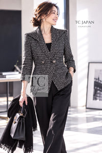 シャネル ジャケット CHANEL 12A ブラック グレー シルバー ゴールド メタリック ジッパー ツイード 36 38