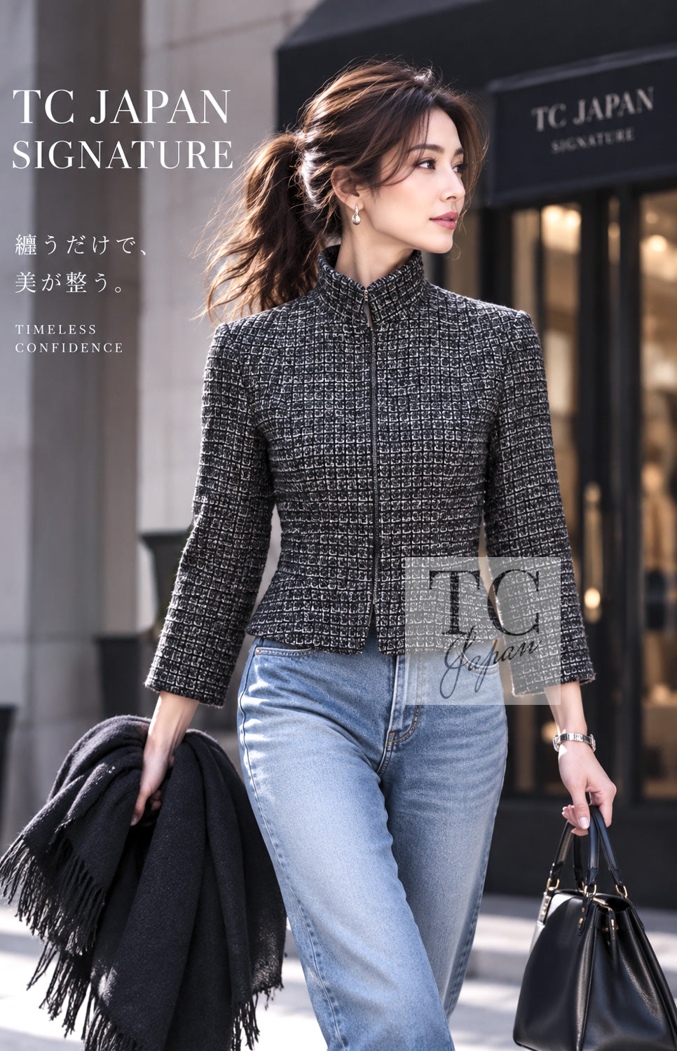 CHANEL 12A Black Gray Silver Gold Metallic Zipper Tweed Jacket 36 38 6