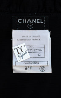 CHANEL Jacket Cardigan Top Blouse 06A Black Ribbon Silk Penelope Cruz 38 40 | US