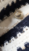CHANEL 21C Ivory Navy Striped Cashmere Knit Cardigan Jacket 36 50 シャネル アイボリー ネイビー カシミア ストライプ ニット カーディガン ジャケット 即発