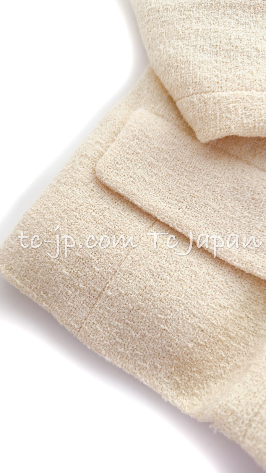 CHANEL 99S Creme Ivory Double CC Logo Wool Jacket 42 シャネル クリーム アイボリー ダブル ココボタン ジャケット 即発