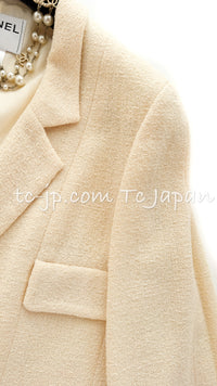 CHANEL 99S Creme Ivory Double CC Logo Wool Jacket 42 シャネル クリーム アイボリー ダブル ココボタン ジャケット 即発