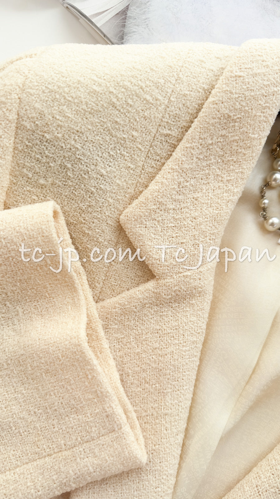 CHANEL 99S Creme Ivory Double CC Logo Wool Jacket 42 シャネル クリーム アイボリー ダブル ココボタン ジャケット 即発