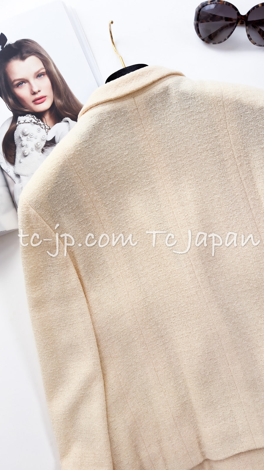 CHANEL 99S Creme Ivory Double CC Logo Wool Jacket 42 シャネル クリーム アイボリー ダブル ココボタン ジャケット 即発