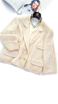 CHANEL 99S Creme Ivory Double CC Logo Wool Jacket 42 シャネル クリーム アイボリー ダブル ココボタン ジャケット 即発