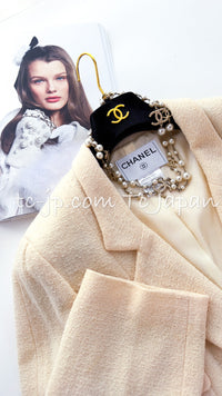 CHANEL 99S Creme Ivory Double CC Logo Wool Jacket 42 シャネル クリーム アイボリー ダブル ココボタン ジャケット 即発