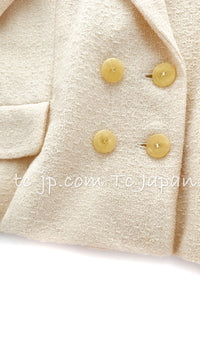 CHANEL 99S Creme Ivory Double CC Logo Wool Jacket 42 シャネル クリーム アイボリー ダブル ココボタン ジャケット 即発