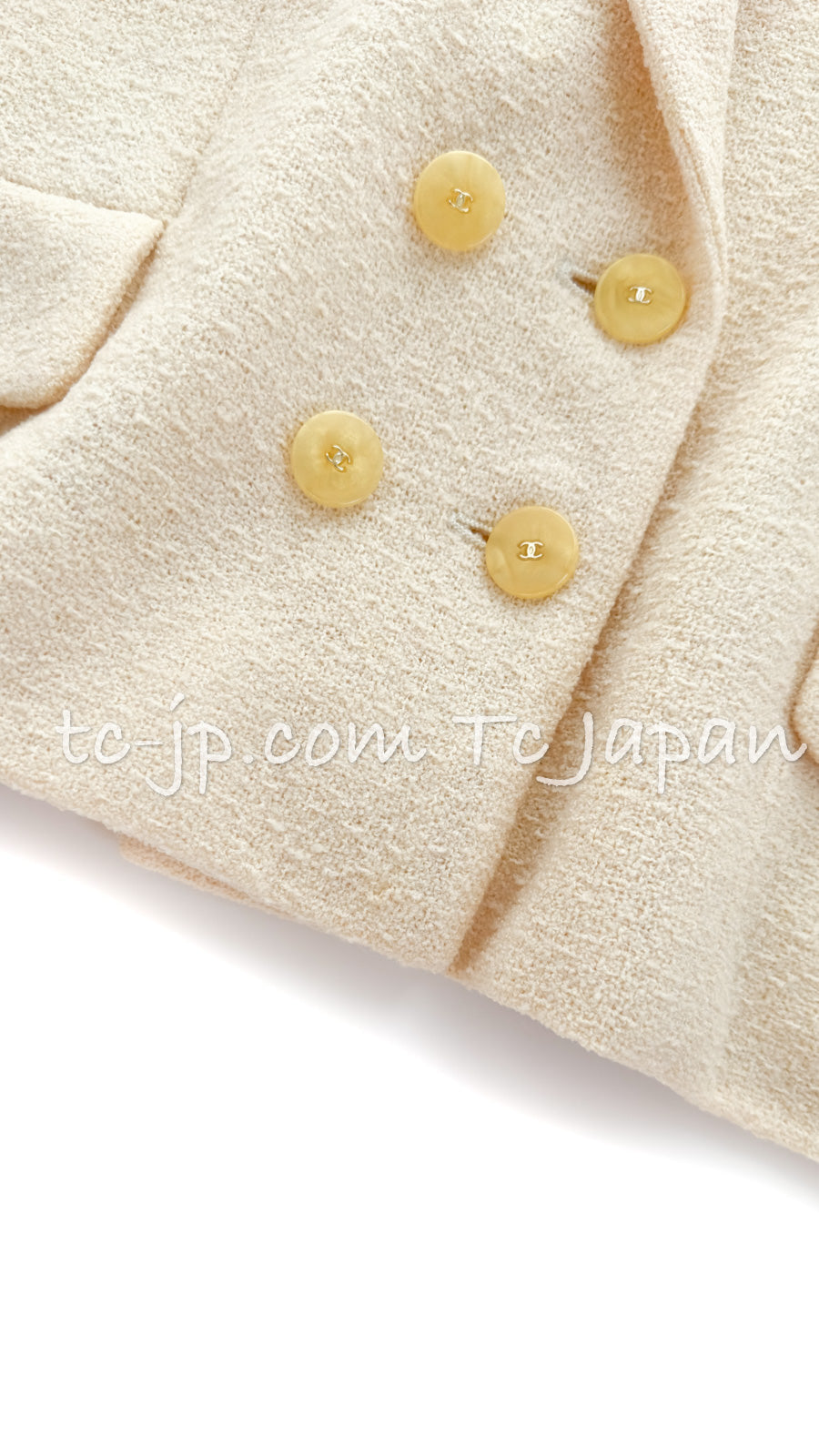 CHANEL 99S Creme Ivory Double CC Logo Wool Jacket 42 シャネル クリーム アイボリー ダブル ココボタン ジャケット 即発