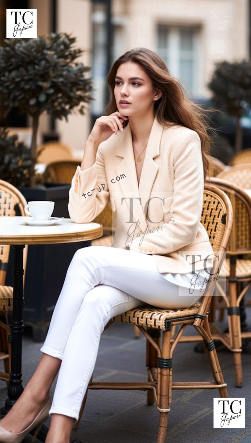 CHANEL 99S Creme Ivory Double CC Logo Wool Jacket 42 シャネル クリーム アイボリー ダブル ココボタン ジャケット 即発