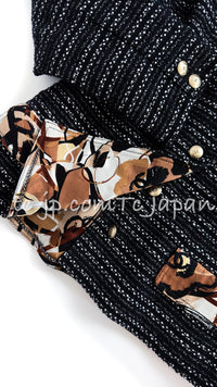 CHANEL 05S Black Brown Beige Cotton Tweed Jacket 40 15