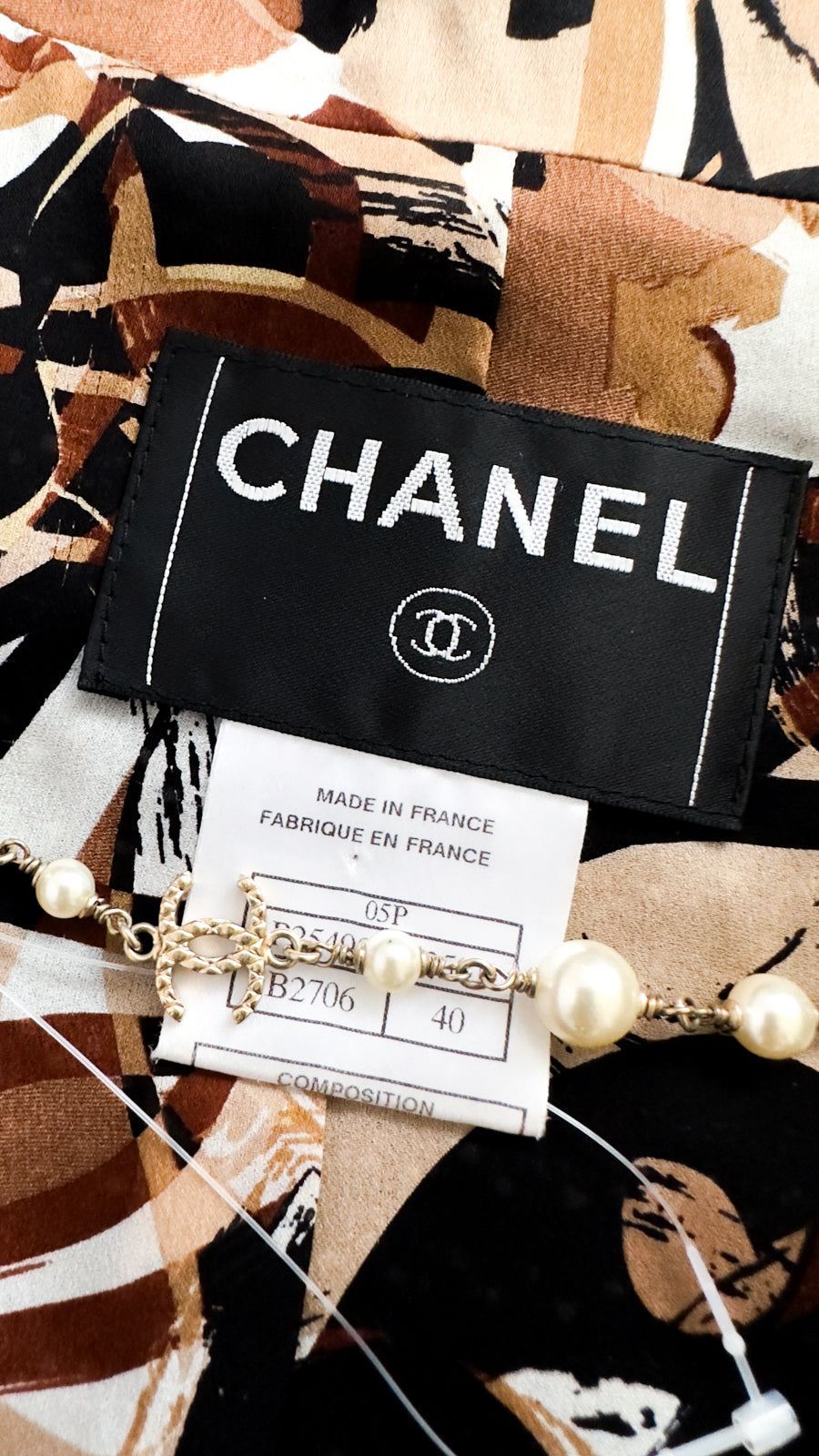 シャネル ジャケット CHANEL 05S ブラック ブラウン ベージュ コットン