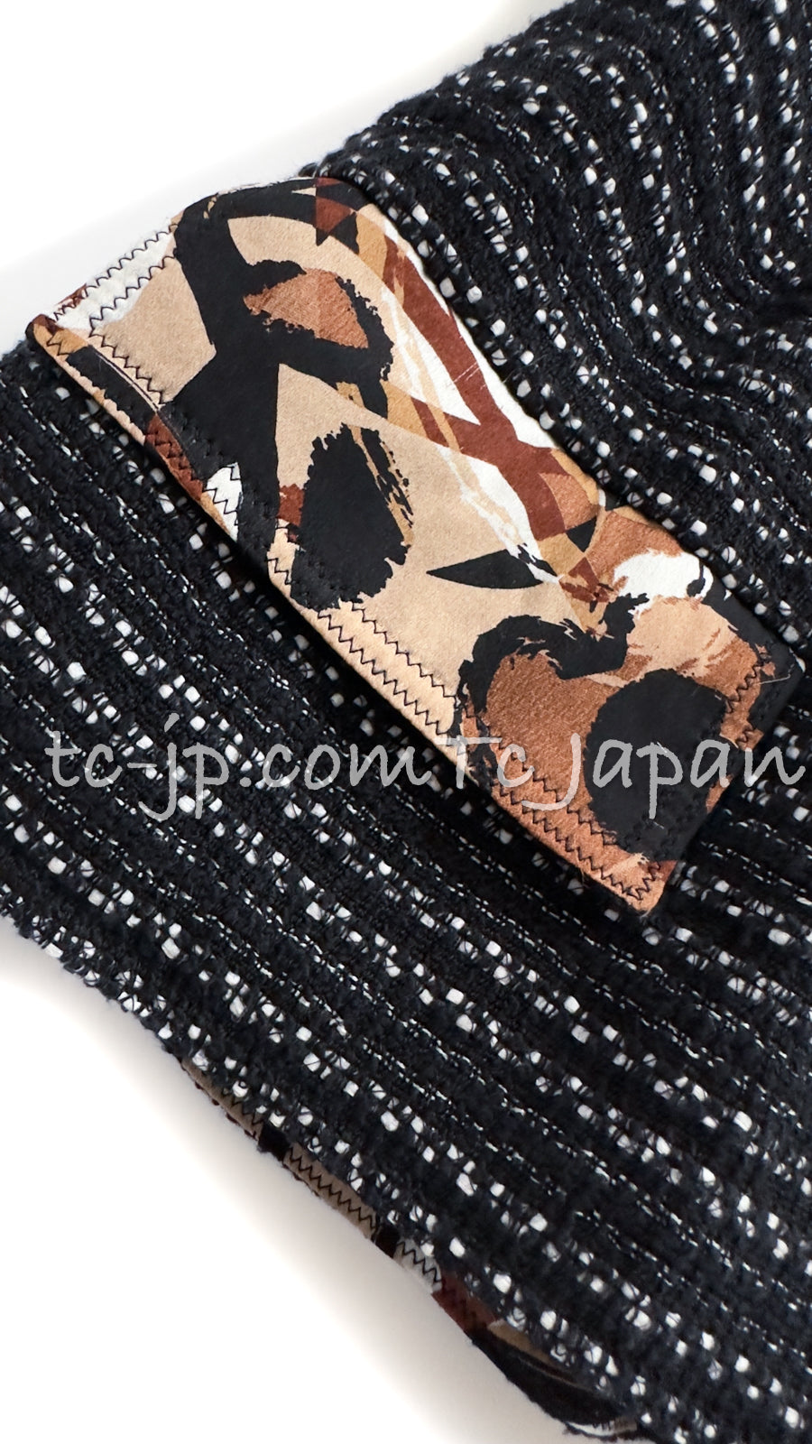 CHANEL 05S Black Brown Beige Cotton Tweed Jacket 40 6