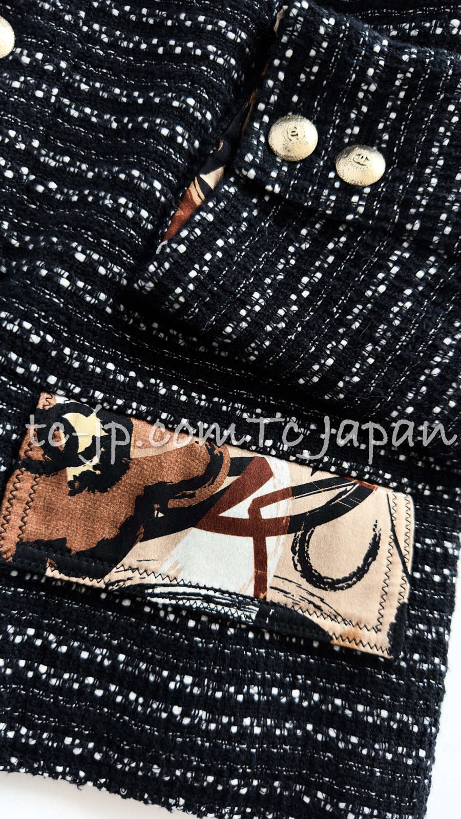 CHANEL 05S Black Brown Beige Cotton Tweed Jacket 40 | UK