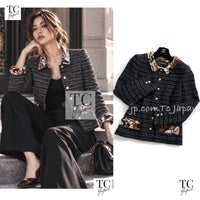 CHANEL 05S Black Brown Beige Cotton Tweed Jacket 40 1