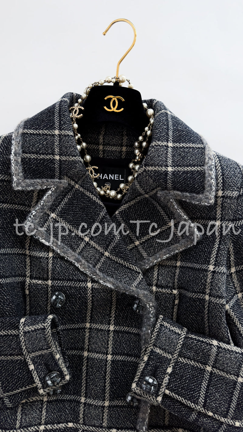 CHANEL 22PF Gray Check Camel Hair Wool Jacket Coat 36 38 40 シャネル グレー チェック キャメルヘアー ウール ジャケット コート 即発