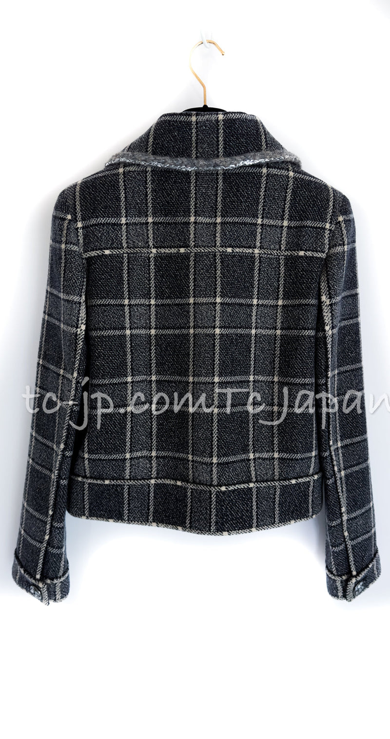 CHANEL 22PF Gray Check Camel Hair Wool Jacket Coat 36 38 40 シャネル グレー チェック キャメルヘアー ウール ジャケット コート 即発