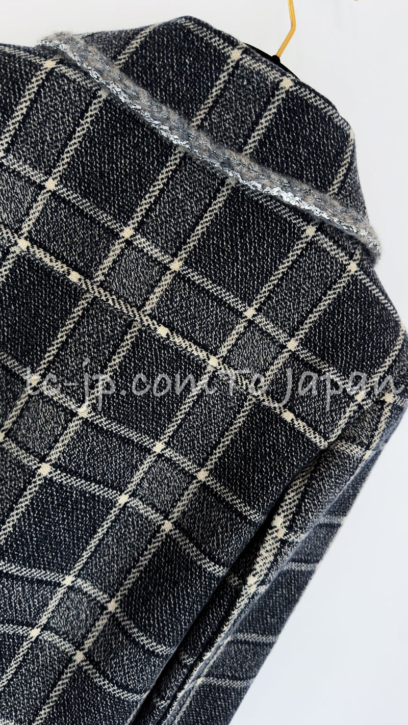 CHANEL 22PF Gray Check Camel Hair Wool Jacket Coat 36 38 40 シャネル グレー チェック キャメルヘアー ウール ジャケット コート 即発