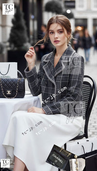 CHANEL 22PF Gray Check Camel Hair Wool Jacket Coat 36 38 40 シャネル グレー チェック キャメルヘアー ウール ジャケット コート 即発 - TC JAPAN