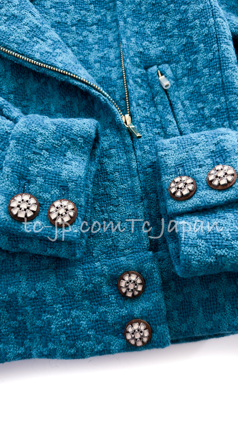 CHANEL 19A Blue Riders Wool Tweed Jacket 36 38 40 シャネル ブルー ライダース ウール ツイード ジャケット 即発
