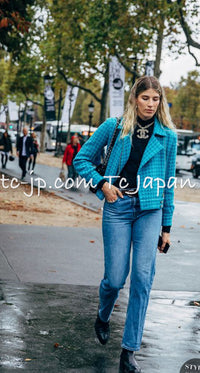 CHANEL 19A Blue Riders Wool Tweed Jacket 36 38 40 シャネル ブルー ライダース ウール ツイード ジャケット 即発