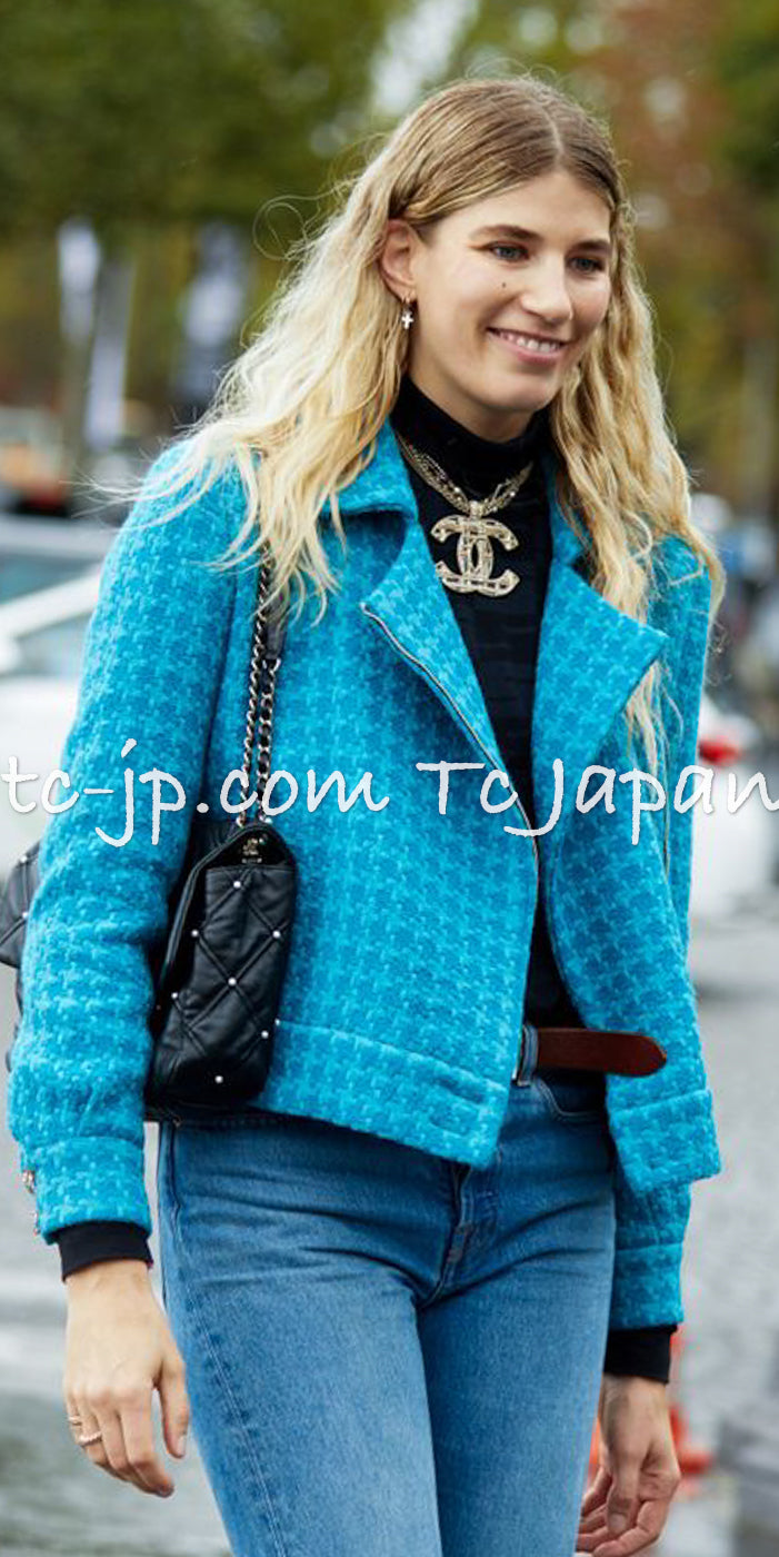 CHANEL 19A Blue Riders Wool Tweed Jacket 36 38 40 シャネル ブルー ライダース ウール ツイード ジャケット 即発