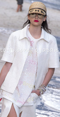 CHANEL 19S White Zipper Tweed Jacket 34 シャネル ホワイト ジッパー ツイード ジャケット 即発