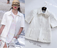 CHANEL 19S White Zipper Tweed Jacket 34 シャネル ホワイト ジッパー ツイード ジャケット 即発