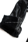 CHANEL 05A Black Rabbit Lapan Leather Jacket Coat 40 42 シャネル ブラック レザー ラビットファー ラパン ジャケット コート 即発