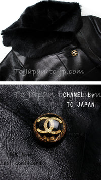 CHANEL 05A Black Rabbit Lapan Leather Jacket Coat 40 42 シャネル ブラック レザー ラビットファー ラパン ジャケット コート 即発