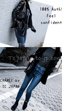 CHANEL 05A Black Rabbit Lapan Leather Jacket Coat 40 42 シャネル ブラック レザー ラビットファー ラパン ジャケット コート 即発