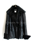 CHANEL 05A Black Rabbit Lapan Leather Jacket Coat 40 42 シャネル ブラック レザー ラビットファー ラパン ジャケット コート 即発