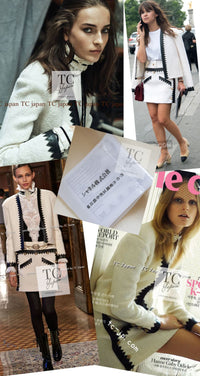 CHANEL 15PF Ivory Wool Mohair Leather Trim Jacket Skirt Suit 34 36 シャネル アイボリー ウール モヘア レザートリム ジャケット スカート スーツ 即発