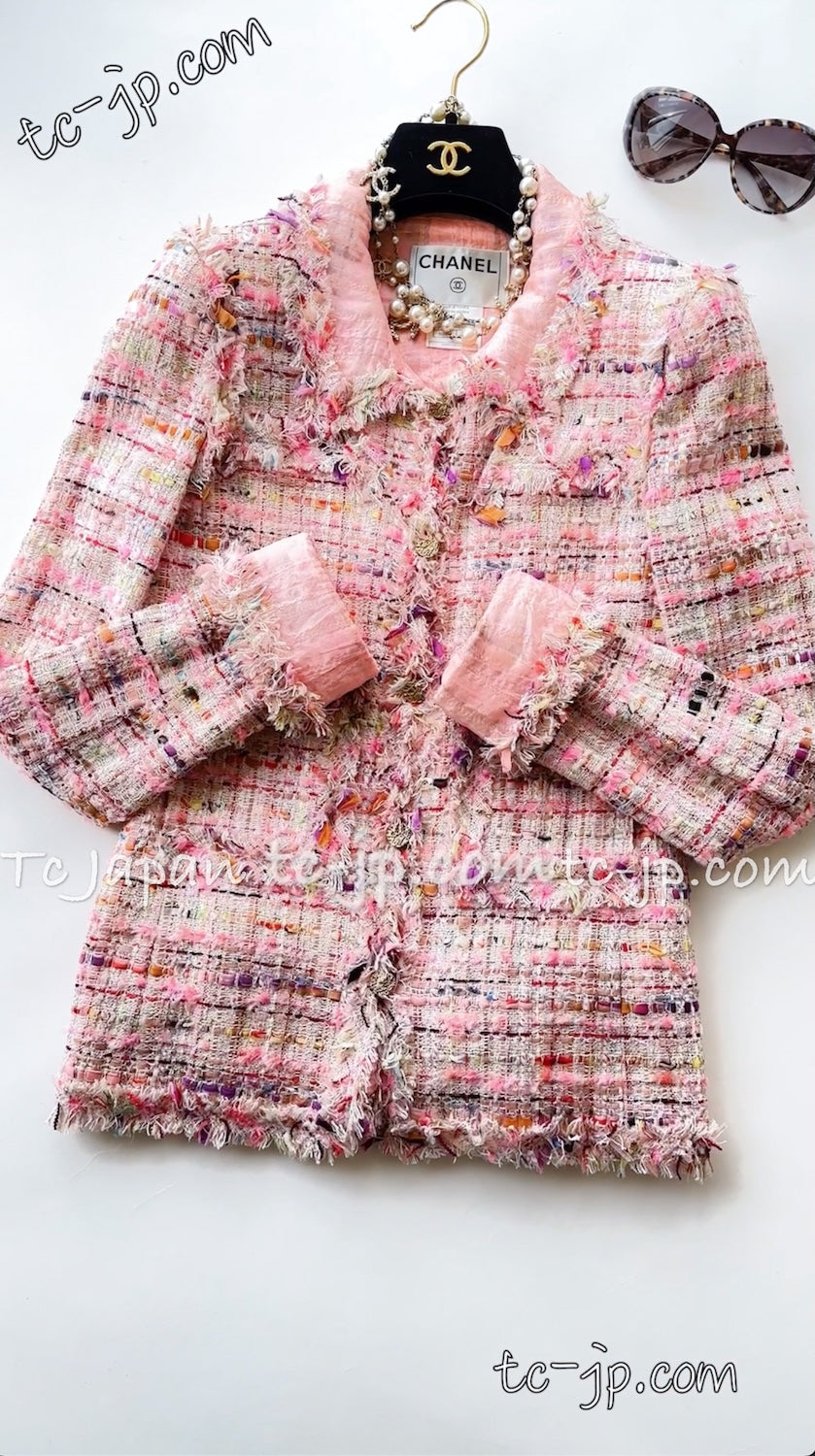 CHANEL 04S Pink Cotton Silk Mix Lesage Tweed Jacket 40 シャネル ピンク コットン シルク ミックス ルサージュ ツイード ジャケット 即発