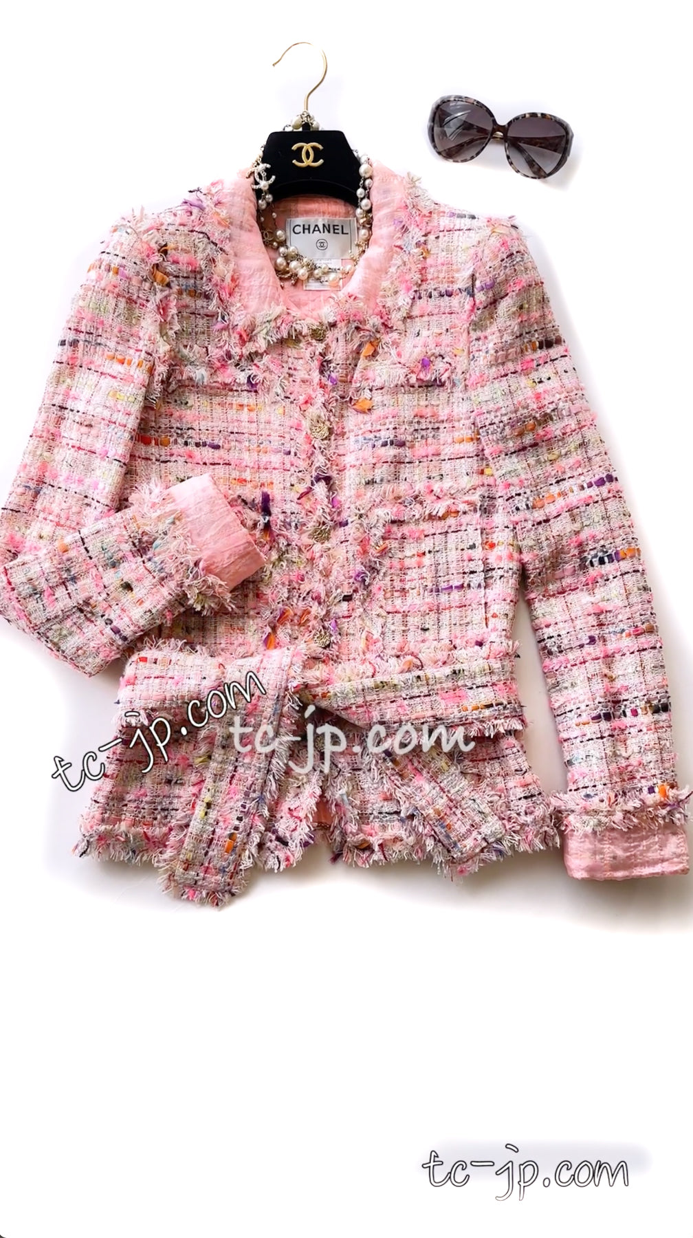 CHANEL 04S Pink Cotton Silk Mix Lesage Tweed Jacket 34 シャネル ピンク コットン シルク  ミックス ルサージュ ツイード ジャケット 即発