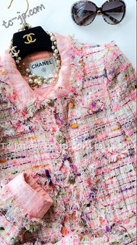 CHANEL 04S Pink Cotton Silk Mix Lesage Tweed Jacket 34 シャネル ピンク コットン シルク ミックス ルサージュ ツイード ジャケット