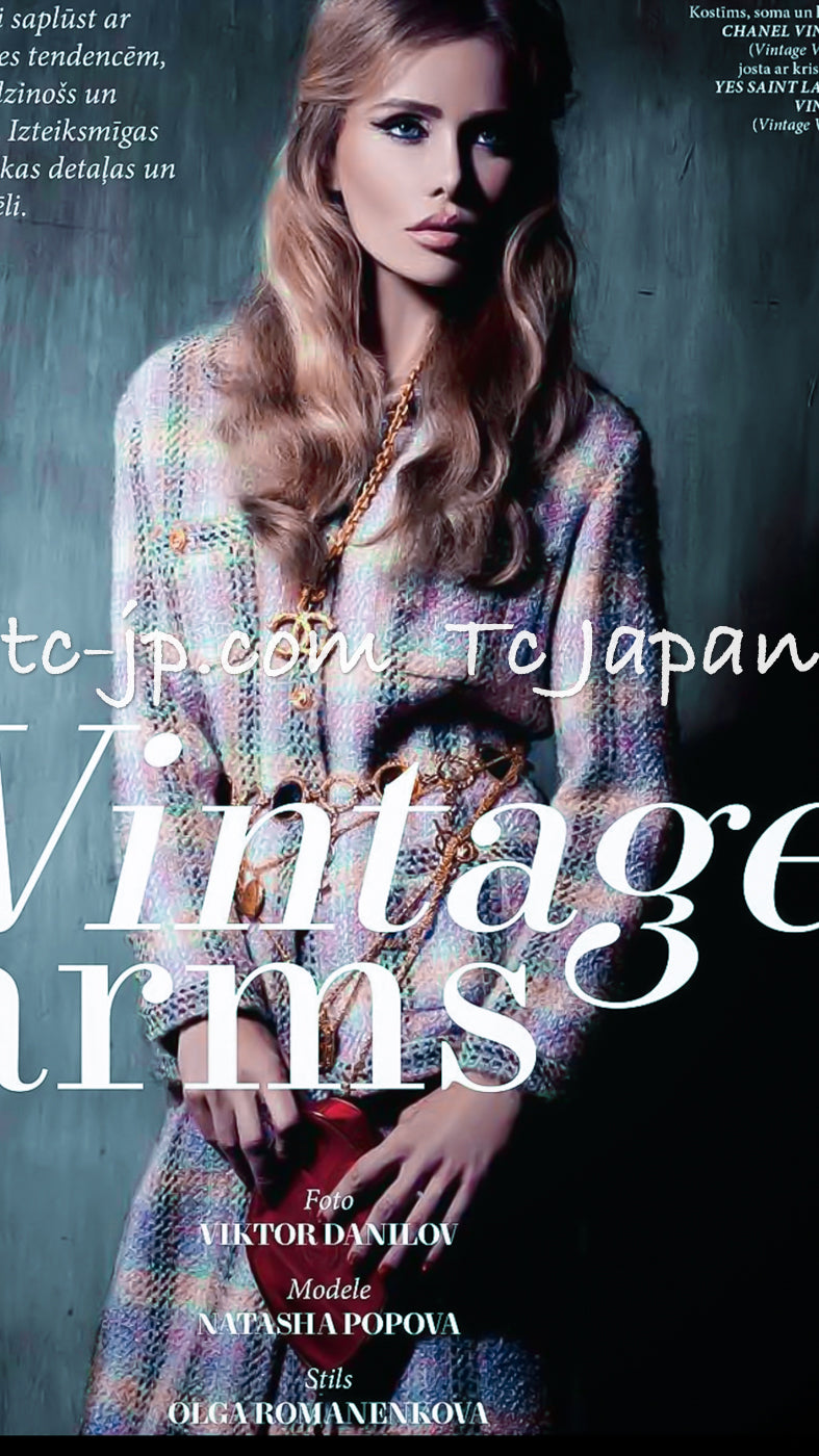 CHANEL 89A Vintage Orange Yellow Wool Tweed Jacket Coat 38 40 42 シャネル ヴィンテージ オレンジ イエロー ウール ツイード ジャケット コート 即発 - TC JAPAN