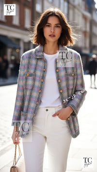 CHANEL 89A Vintage Orange Yellow Wool Tweed Jacket Coat 38 40 42 シャネル ヴィンテージ オレンジ イエロー ウール ツイード ジャケット コート 即発 - TC JAPAN