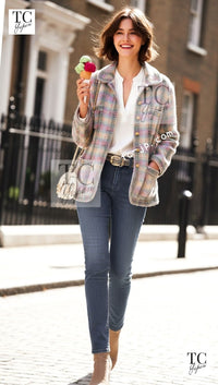 CHANEL 89A Vintage Orange Yellow Wool Tweed Jacket Coat 38 40 42 シャネル ヴィンテージ オレンジ イエロー ウール ツイード ジャケット コート 即発 - TC JAPAN