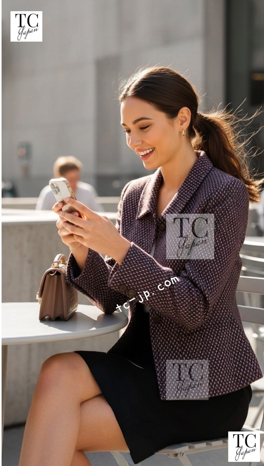CHANEL 98A Vintage Purple Navy Wool Silk Tweed Jacket 38 シャネル ヴィンテージ パープル ネイビー ウール シルク ツイード ジャケット 即発