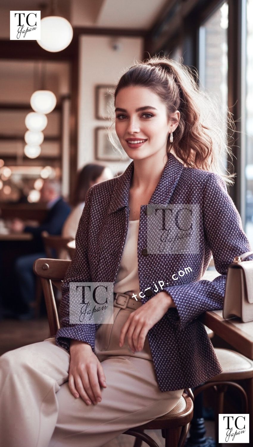 CHANEL 98A Vintage Purple Navy Wool Silk Tweed Jacket 38 シャネル ヴィンテージ パープル ネイビー ウール シルク ツイード ジャケット 即発