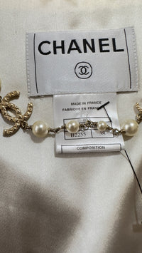 CHANEL 03A Black Ivory Collar Velvet Cotton Jacket 38 シャネル ブラック アイボリー 襟 ベルベット コットン ジャケット 即発
