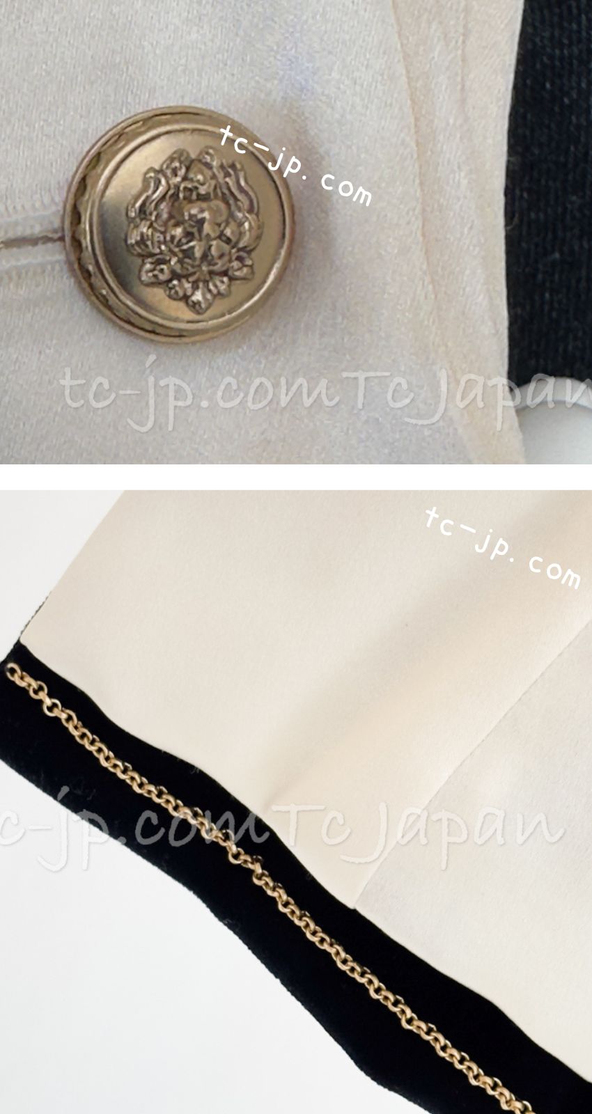 CHANEL 03A Black Ivory Collar Velvet Cotton Jacket 38 シャネル ブラック アイボリー 襟 ベルベット コットン ジャケット 即発
