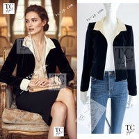 CHANEL 03A Black Ivory Collar Velvet Cotton Jacket 38 シャネル ブラック アイボリー 襟 ベルベット コットン ジャケット 即発