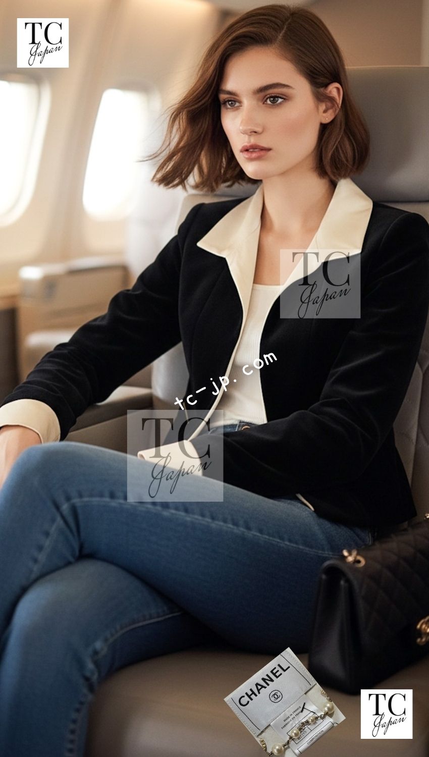 CHANEL 03A Black Ivory Collar Velvet Cotton Jacket 38 シャネル ブラック アイボリー 襟 ベルベット コットン ジャケット 即発