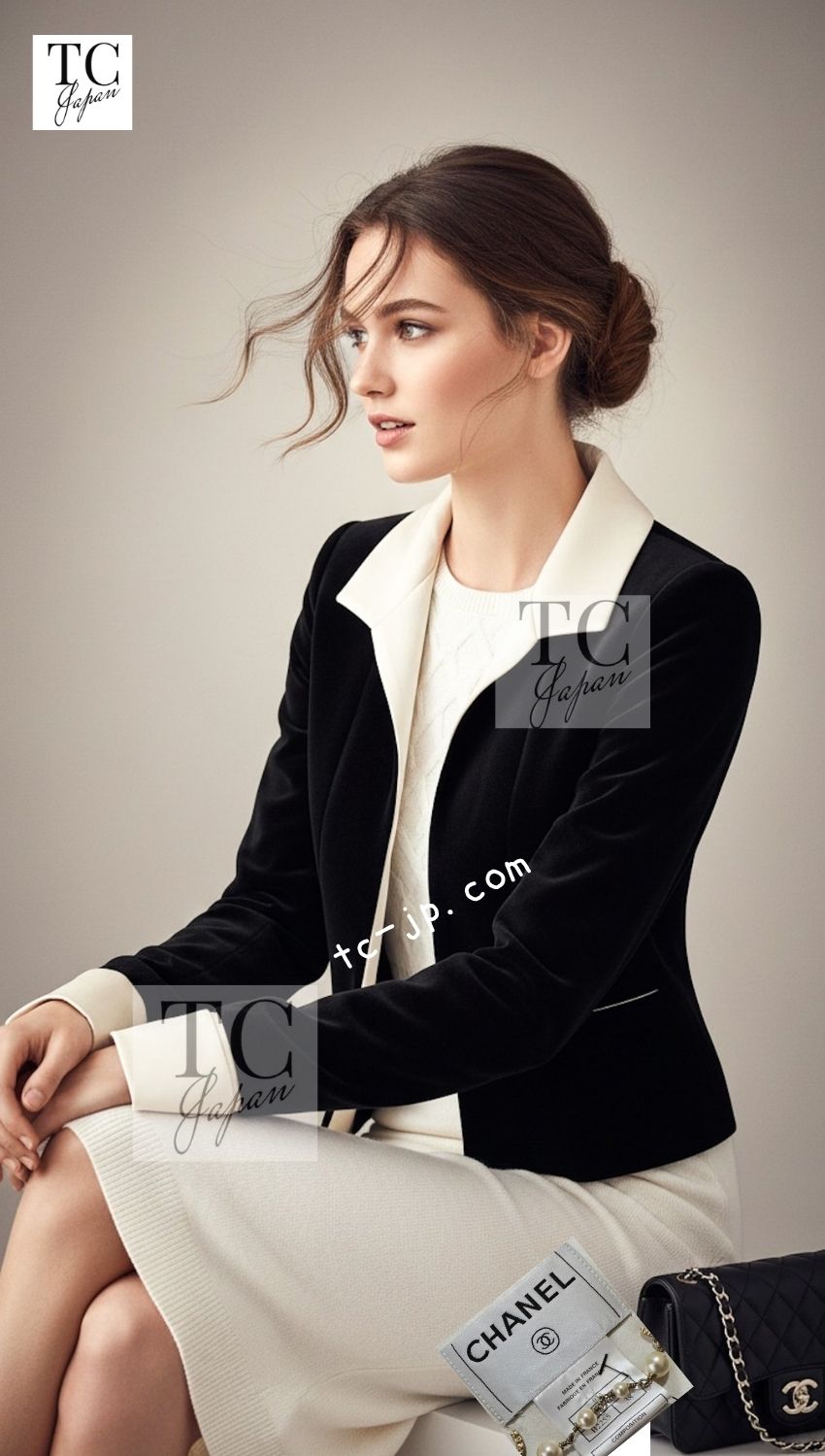 CHANEL 03A Black Ivory Collar Velvet Cotton Jacket 38 シャネル ブラック アイボリー 襟 ベルベット コットン ジャケット 即発