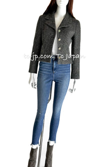 CHANEL 01A Beige Navy Mix Wool Angora Tweed Jacket 36 38 シャネル ベージュ ネイビー ミックス ウール アンゴラ ツイード ジャケット 即発