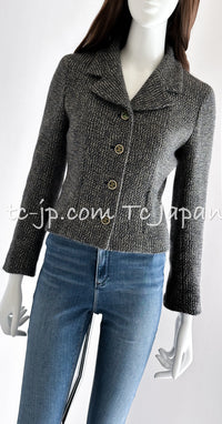 CHANEL 01A Beige Navy Mix Wool Angora Tweed Jacket 36 38 シャネル ベージュ ネイビー ミックス ウール アンゴラ ツイード ジャケット 即発