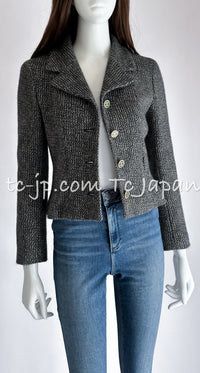 CHANEL 01A Beige Navy Mix Wool Angora Tweed Jacket 36 38 シャネル ベージュ ネイビー ミックス ウール アンゴラ ツイード ジャケット 即発