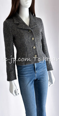 CHANEL 01A Beige Navy Mix Wool Angora Tweed Jacket 36 38 シャネル ベージュ ネイビー ミックス ウール アンゴラ ツイード ジャケット 即発