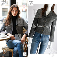 CHANEL 01A Beige Navy Mix Wool Angora Tweed Jacket 36 38 シャネル ベージュ ネイビー ミックス ウール アンゴラ ツイード ジャケット 即発